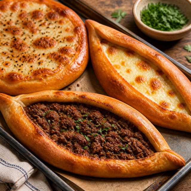 Lebanese cheese and meat pies on a tray